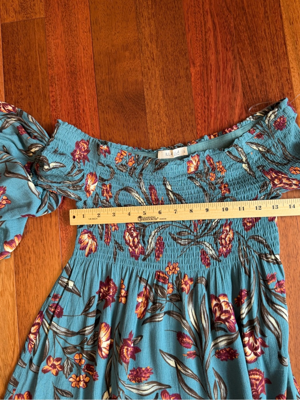 ILLA ILLA Teal Floral Off-Shoulder Top with Rust Accents - Picture 4 of 6
